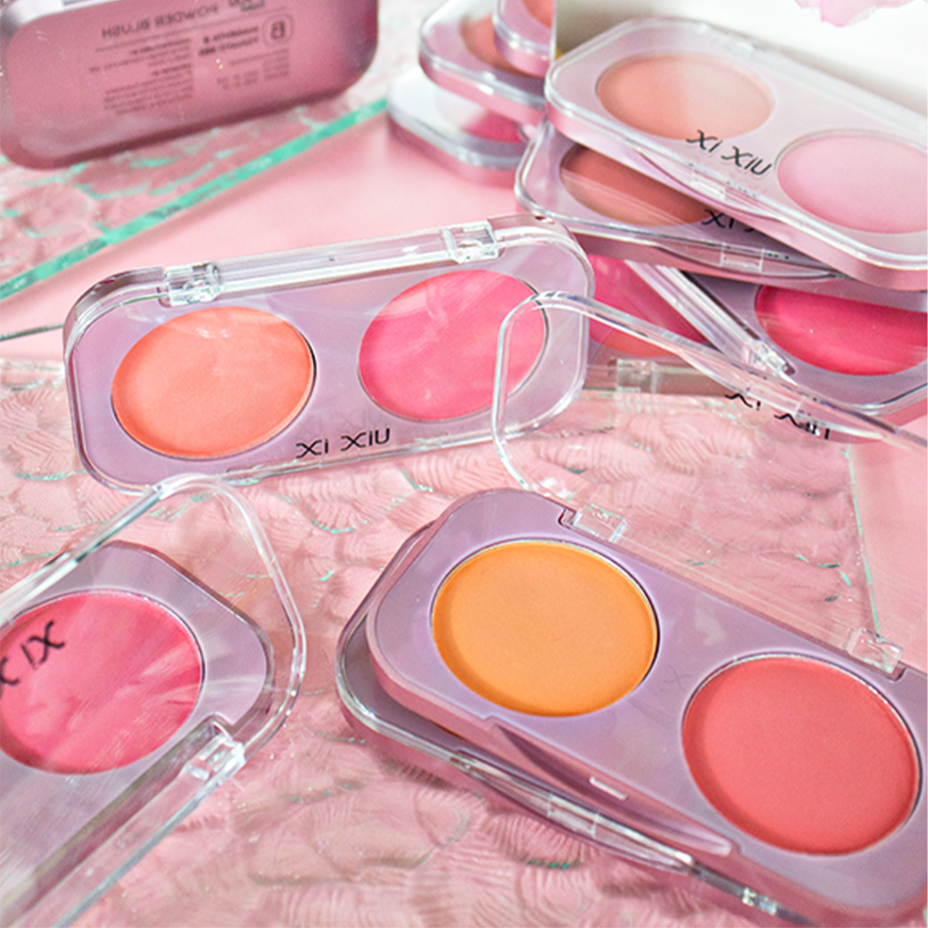 Xi Xiu Powder Blush 2in1 - C Reddish Orange & Rose Red Xi Xiu Powder Blush 2in1 - C Reddish Orange & Rose Red