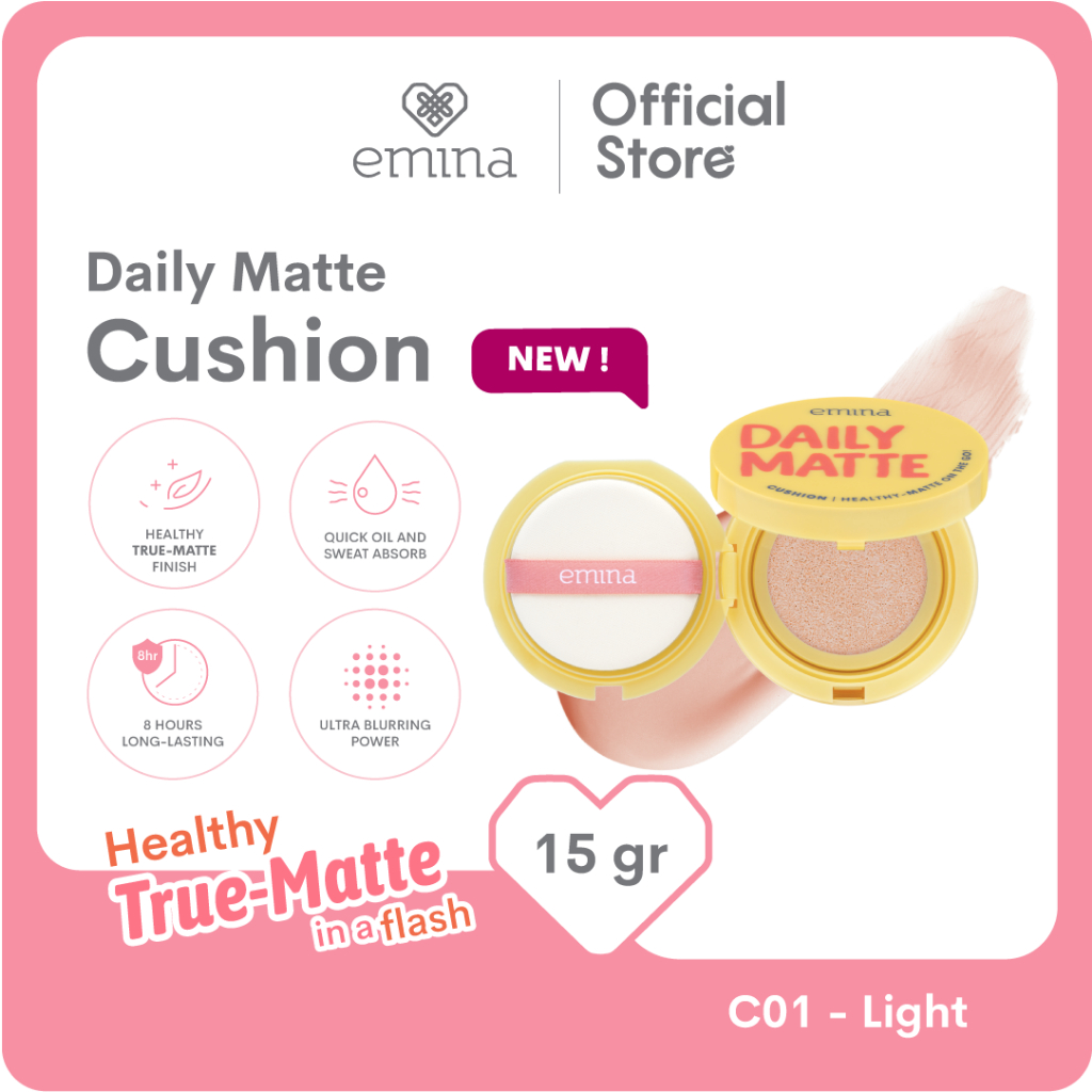 Emina Daily Matte Cushion SPF25 PA++ 15gr - C01 Light Emina Daily Matte Cushion SPF25 PA++ 15gr - C01 Light