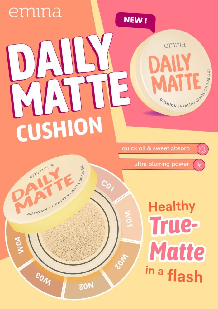 Emina Daily Matte Cushion SPF25 PA++ 15gr - C01 Light Emina Daily Matte Cushion SPF25 PA++ 15gr - C01 Light
