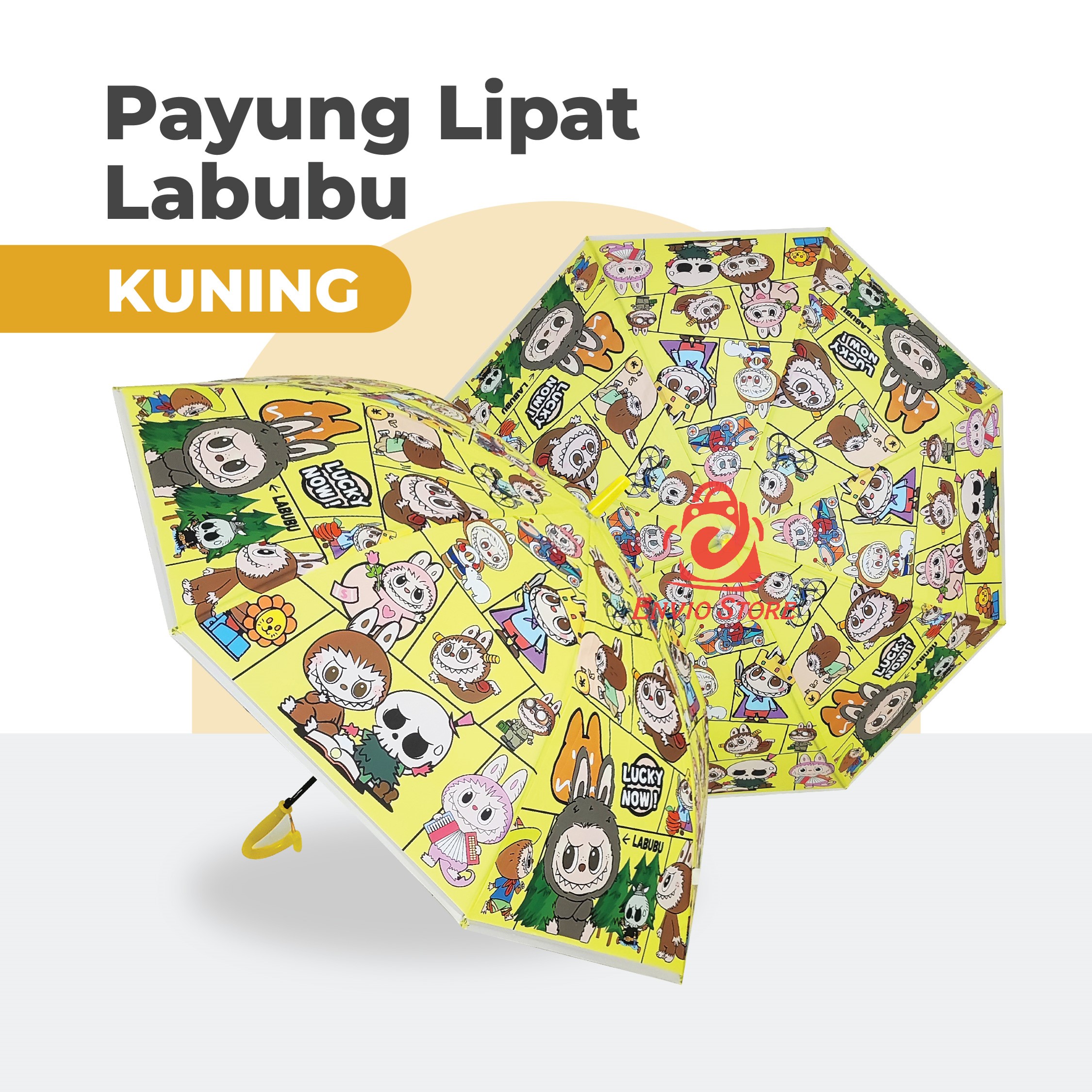 Payung Lipat Labubu Series (411-2) - Payung Gagang Anak & Dewasa