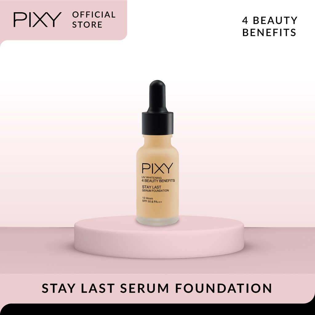 Pixy UV Whitening 4 Beauty Benefit Stay Last Serum Foundation - 02 Yellow Beige