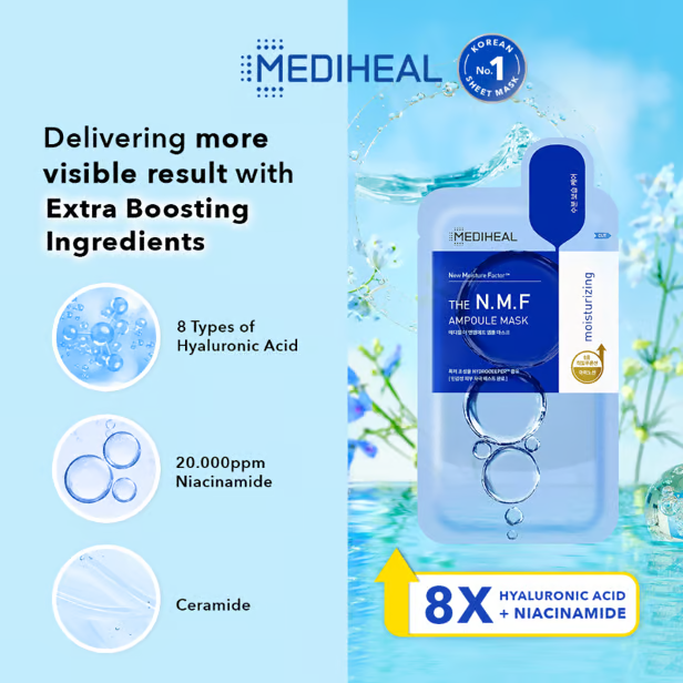 Mediheal Ampoule Sheet Mask - N.M.F. Moisturizing (Biru) Mediheal Ampoule Sheet Mask - N.M.F. Moisturizing (Biru)