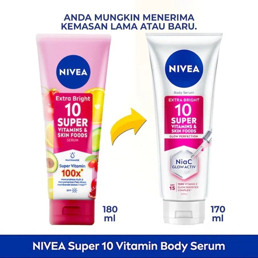 Nivea Extra Bright 10 Super Vitamins & Skin Foods Glow Perfection 170ml