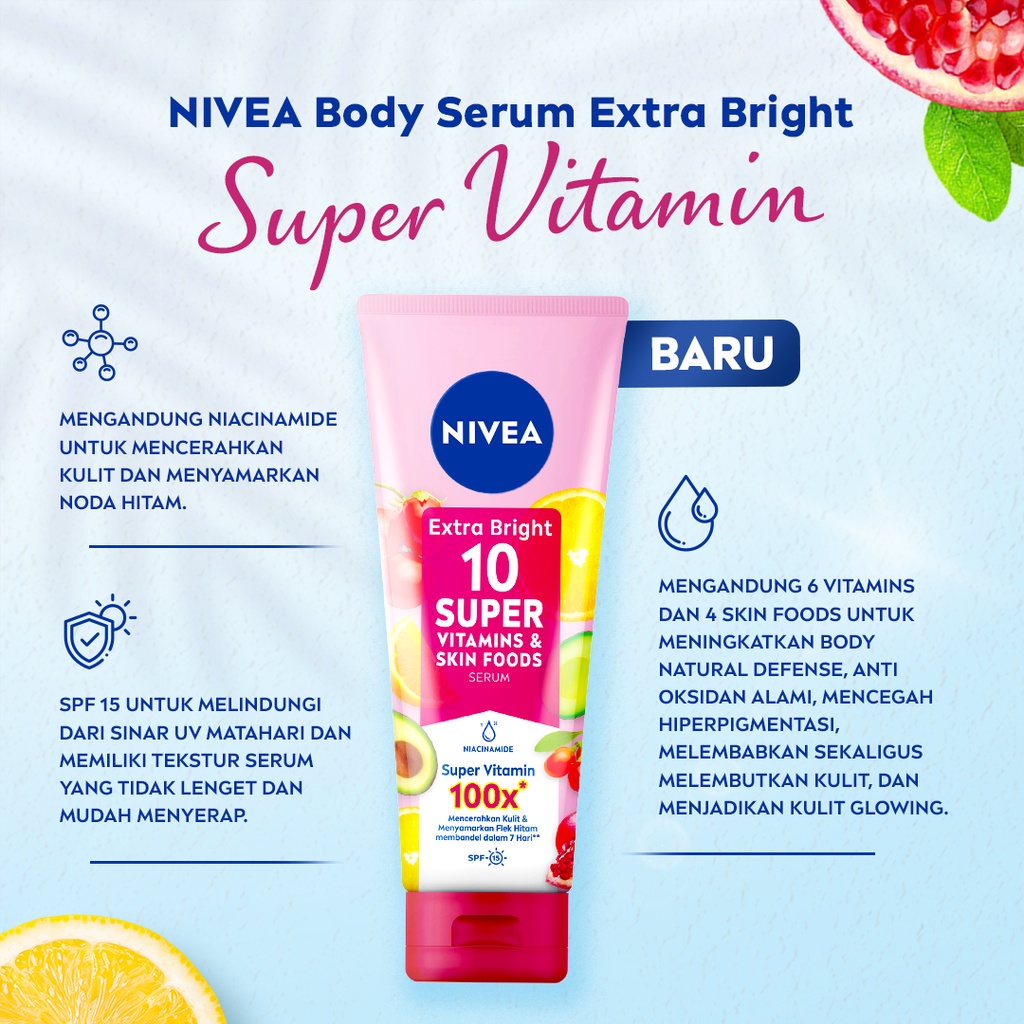 Nivea Extra Bright 10 Super Vitamins & Skin Foods Serum 180ml Nivea Extra Bright 10 Super Vitamins & Skin Foods Serum 180ml