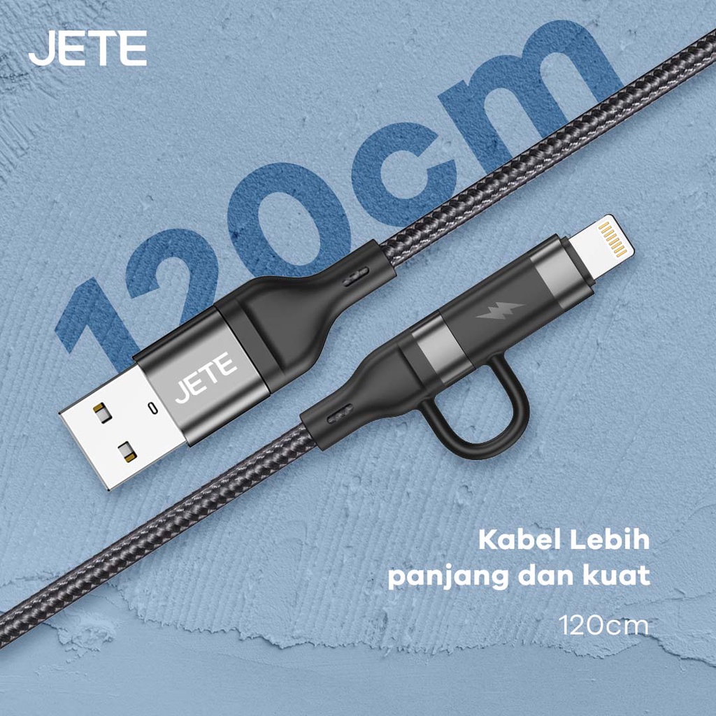 JETE Kabel CX7B 4in1 (USB A, Type-C, Lightning) 120cm