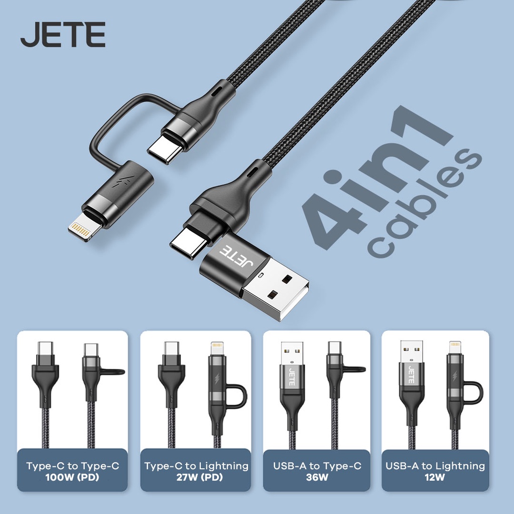 JETE Kabel CX7B 4in1 (USB A, Type-C, Lightning) 120cm