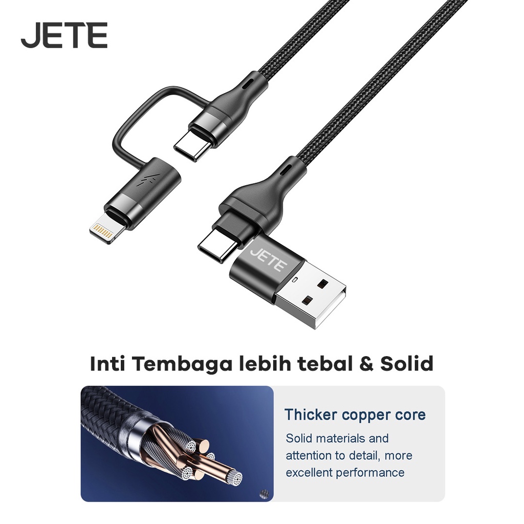 JETE Kabel CX7B 4in1 (USB A, Type-C, Lightning) 120cm