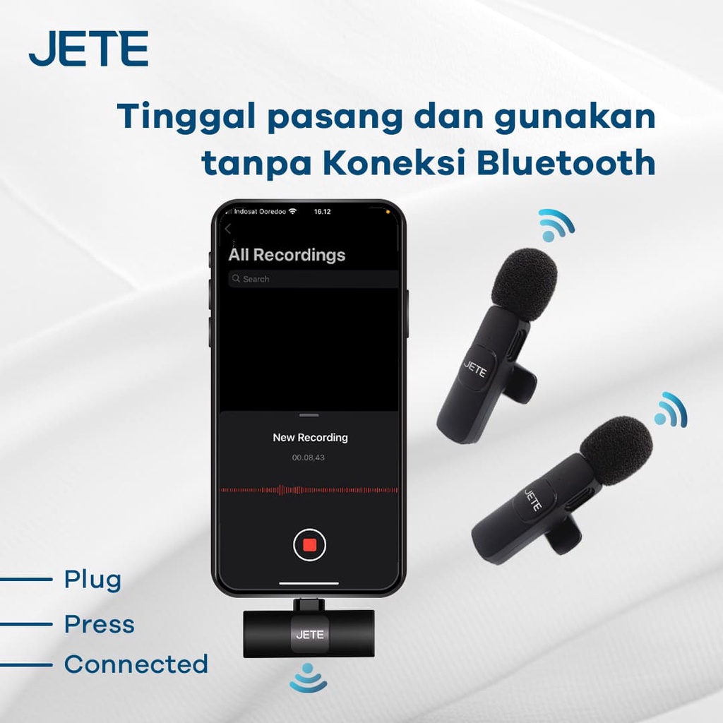 JETE Wireless Clip On 2in1 CO1 (Dual Mic)