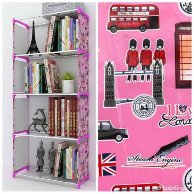 Rak Buku 5 Susun - BIRU POLKADOT (Rak Sebaguna)