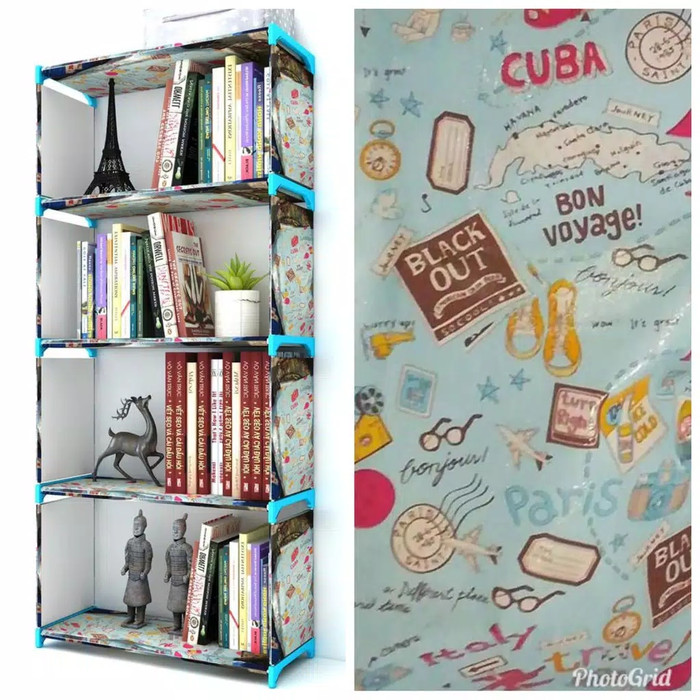 Rak Buku 5 Susun - BIRU POLKADOT (Rak Sebaguna)