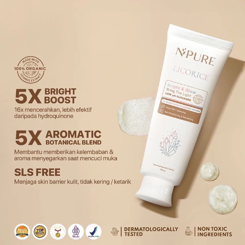 Npure Licorice Bright & Glow Bring The Light Low pH Cleanser 100gr