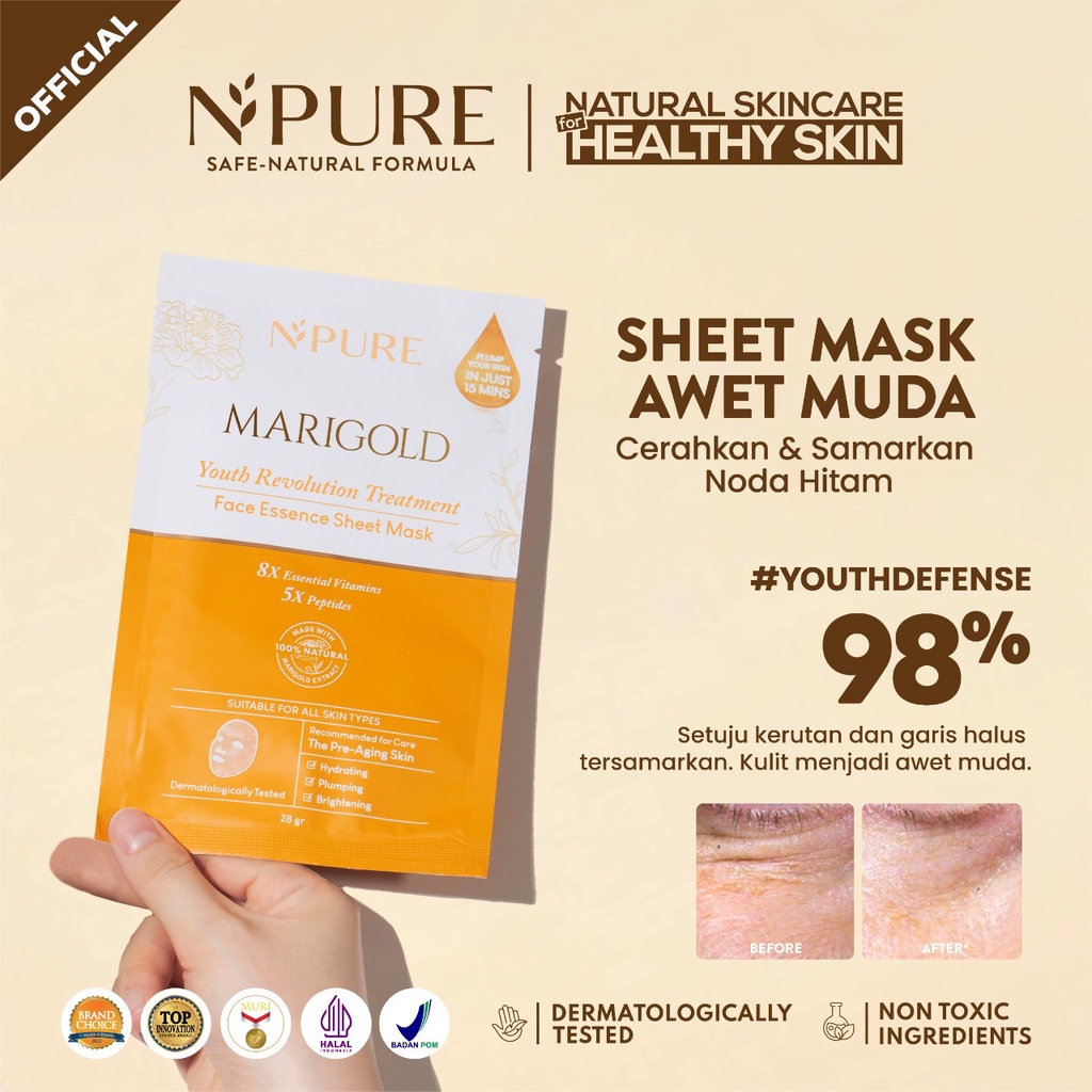 Npure Marigold Youth Revolution Treatment Face Essence Sheet Mask 28gr