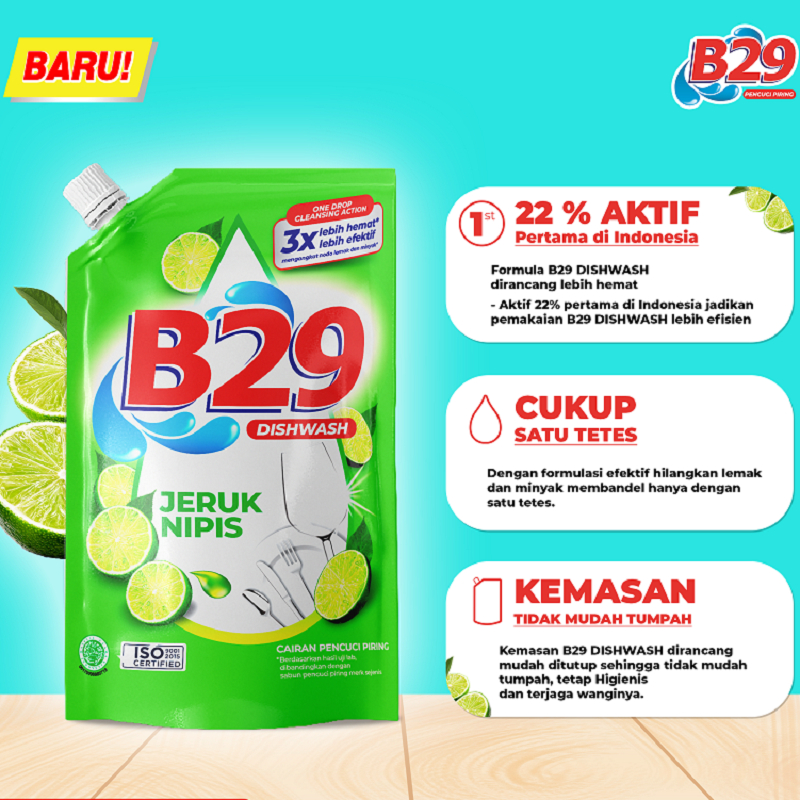 B29 Dishwash Liquid 750ml One Drop Cleansing - Jeruk Nipis (Sabun Cuci Piring)
