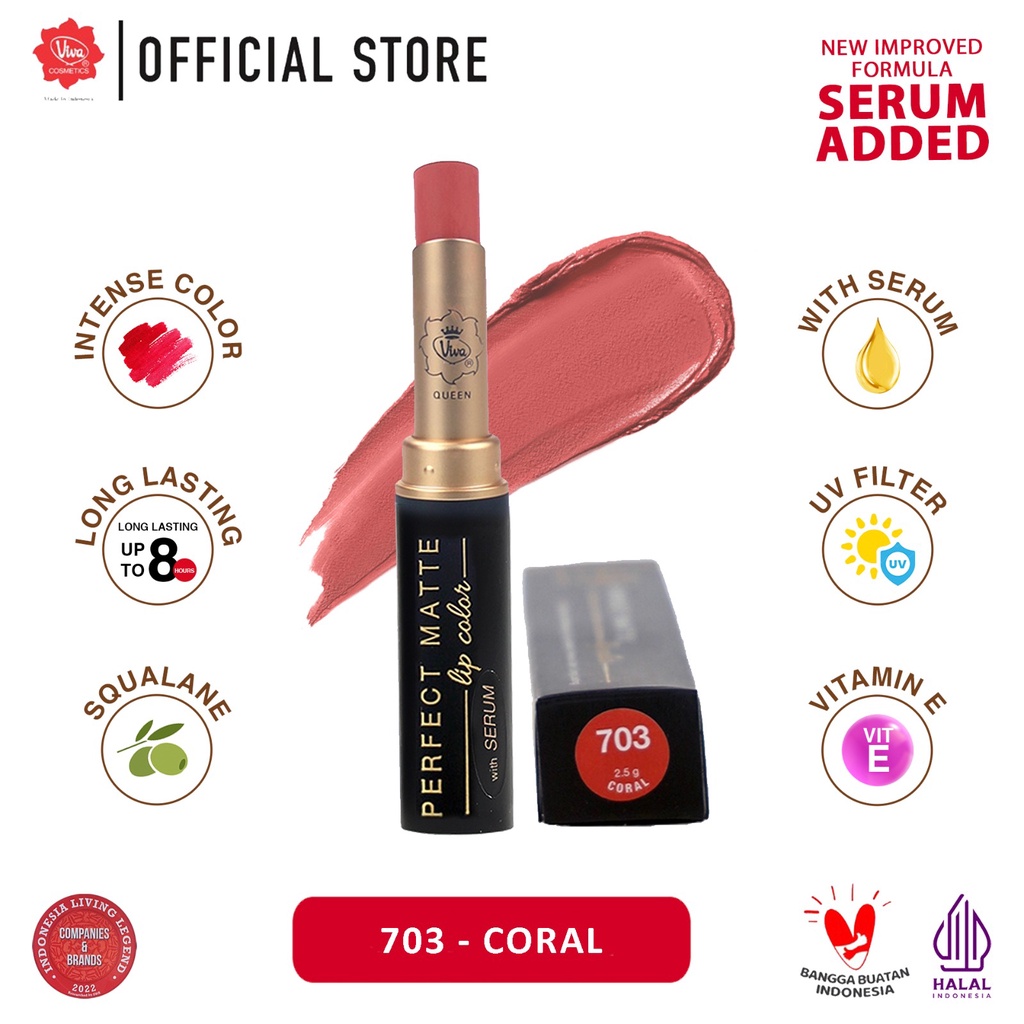 Viva Queen Perfect Matte Lip Color 2.5gr - 703 Coral Viva Queen Perfect Matte Lip Color 2.5gr - 703 Coral