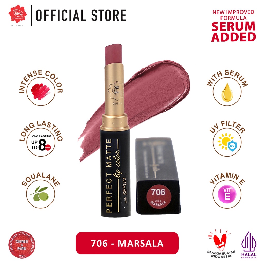 Viva Queen Perfect Matte Lip Color 2.5gr - 706 Marsala Viva Queen Perfect Matte Lip Color 2.5gr - 706 Marsala