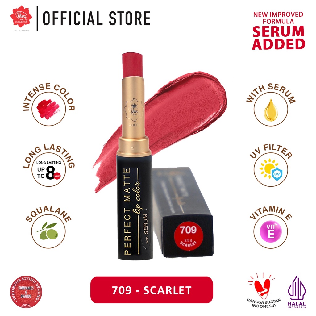 Viva Queen Perfect Matte Lip Color 2.5gr - 709 Scarlet Viva Queen Perfect Matte Lip Color 2.5gr - 709 Scarlet
