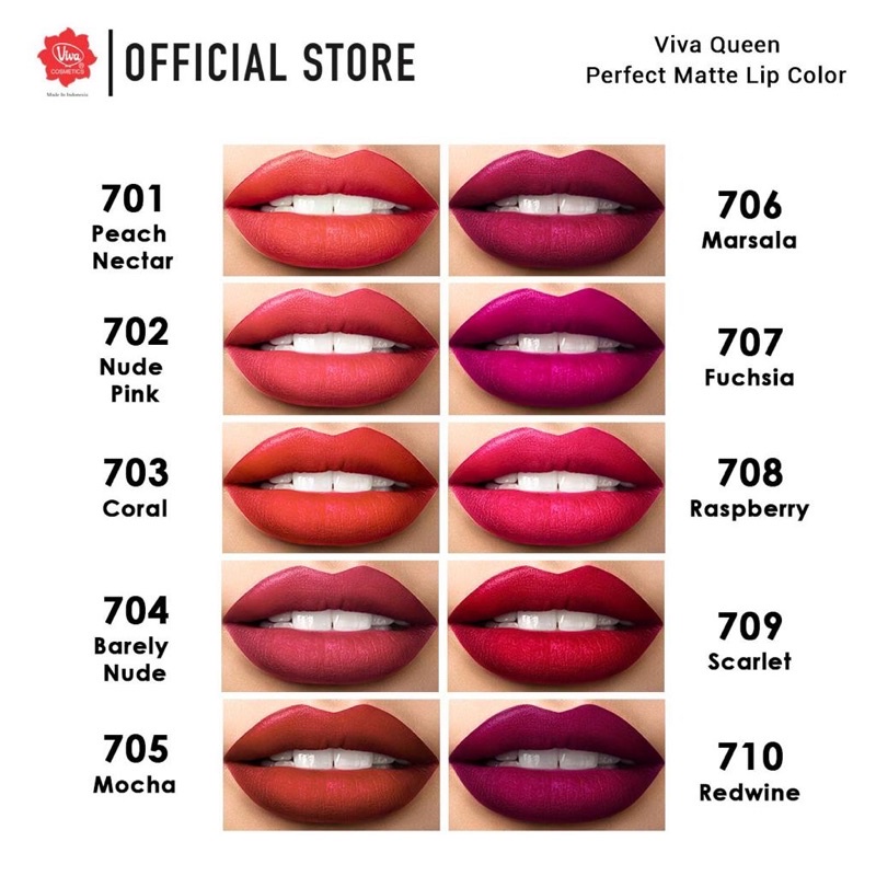 Viva Queen Perfect Matte Lip Color 2.5gr - 709 Scarlet Viva Queen Perfect Matte Lip Color 2.5gr - 709 Scarlet