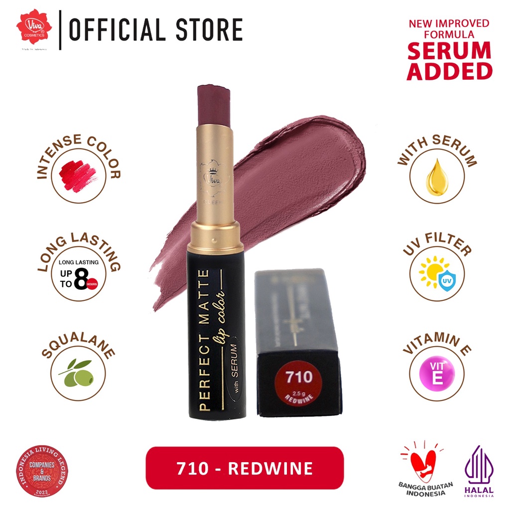 Viva Queen Perfect Matte Lip Color 2.5gr - 710 Redwine Viva Queen Perfect Matte Lip Color 2.5gr - 710 Redwine