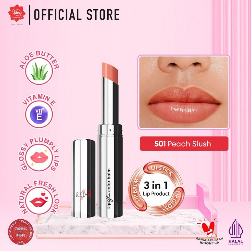 Red-A Lip Glo Color Balm 3in1 - 501 Peach Slush (Lip Glow + Lip Balm + Lipstick) Red-A Lip Glo Color Balm 3in1 - 501 Peach Slush (Lip Glow + Lip Balm + Lipstick)