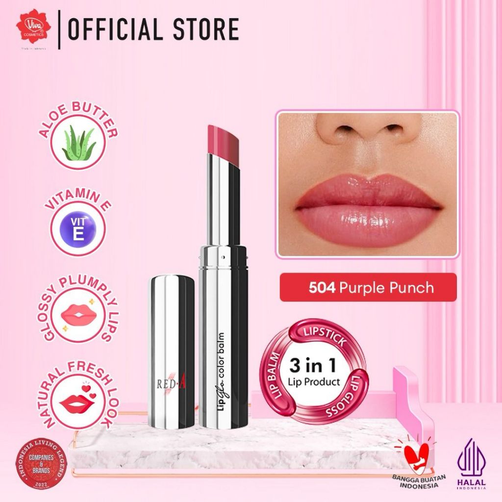 Red-A Lip Glo Color Balm 3in1 - 504 Purple Punch (Lip Glow + Lip Balm + Lipstick) Red-A Lip Glo Color Balm 3in1 - 504 Purple Punch (Lip Glow + Lip Balm + Lipstick)