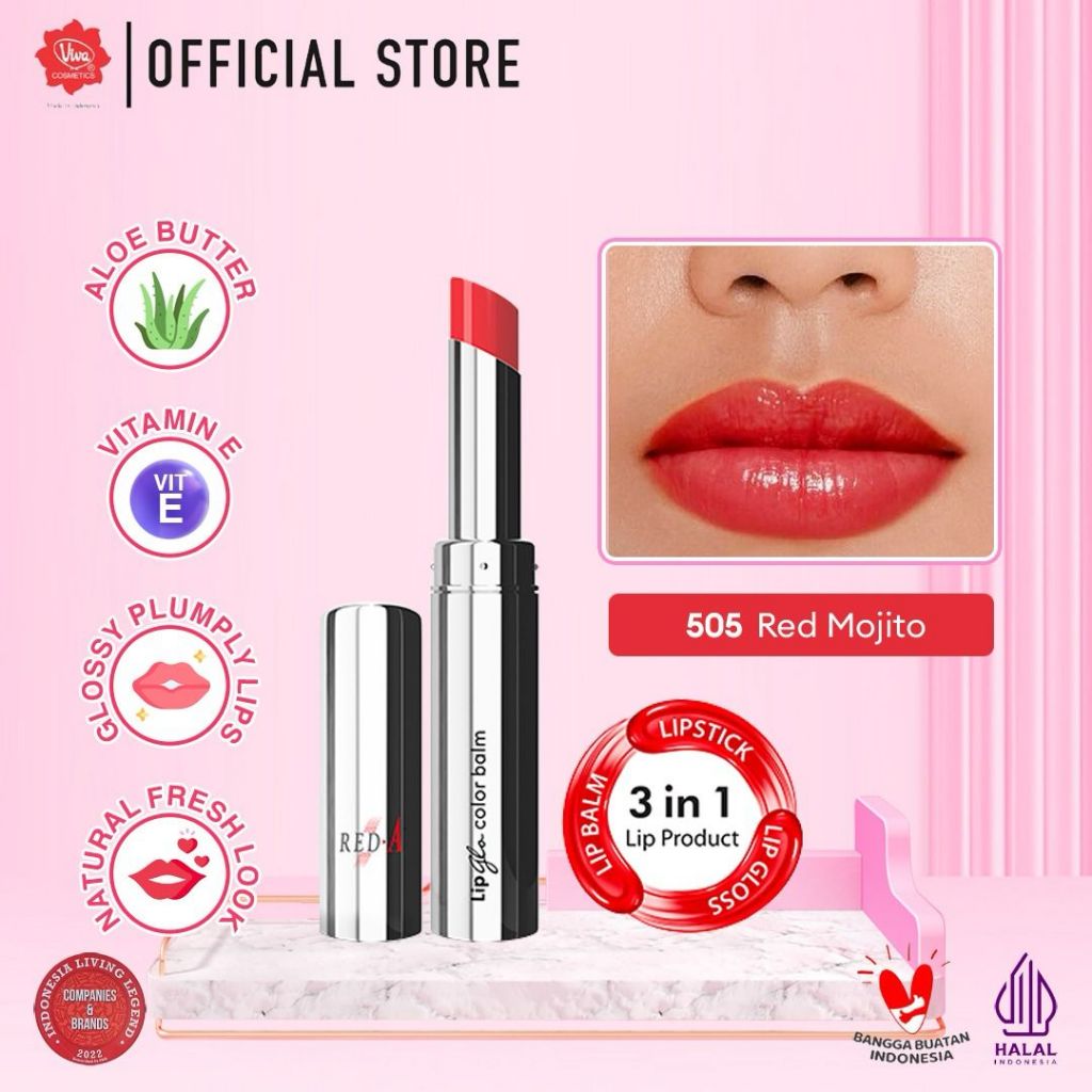 Red-A Lip Glo Color Balm 3in1 - 505 Red Mojito (Lip Glow + Lip Balm + Lipstick) Red-A Lip Glo Color Balm 3in1 - 505 Red Mojito (Lip Glow + Lip Balm + Lipstick)