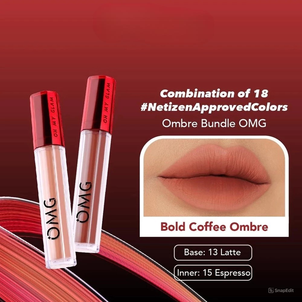 Paket Oh My Glam Mattelast Lip Cream 13 Latte + 15 Espresso (OMG)