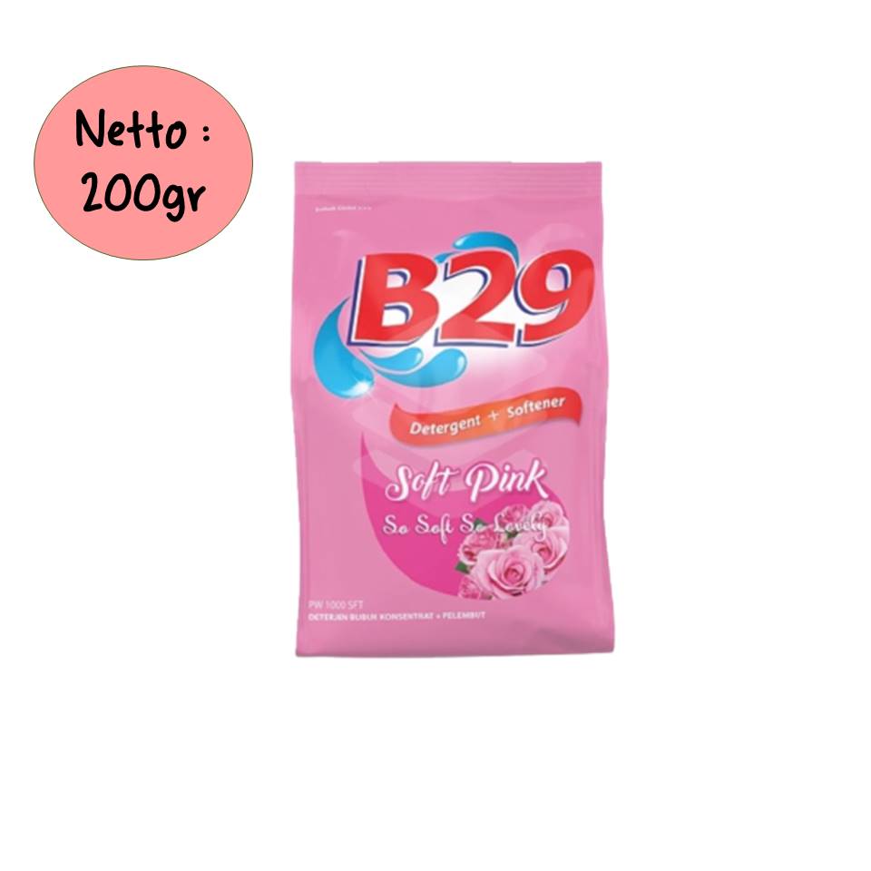 B29 Detergent Bubuk + Softener 200gr - Soft Pink B29 Detergent Bubuk + Softener 200gr - Soft Pink