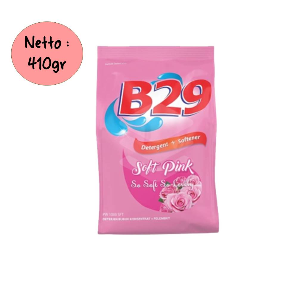 B29 Detergent Bubuk + Softener 410gr - Soft Pink B29 Detergent Bubuk + Softener 410gr - Soft Pink