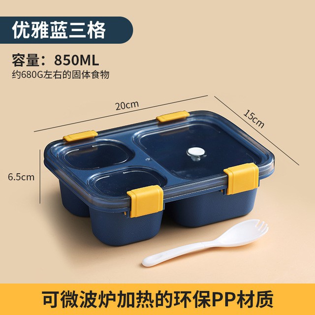 Lunch Box / Kotak Makan Bento 3 Sekat 850ml (Free Sendok)