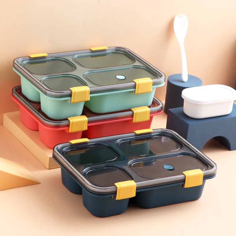 Lunch Box / Kotak Makan Bento 3 Sekat 850ml (Free Sendok)
