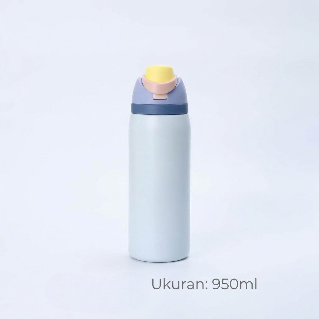 (BIG) Tumblr Premium Stainless Warna Warni 950ml (2378) - BIRU MUDA(Botol Tahan Panas Dingin)