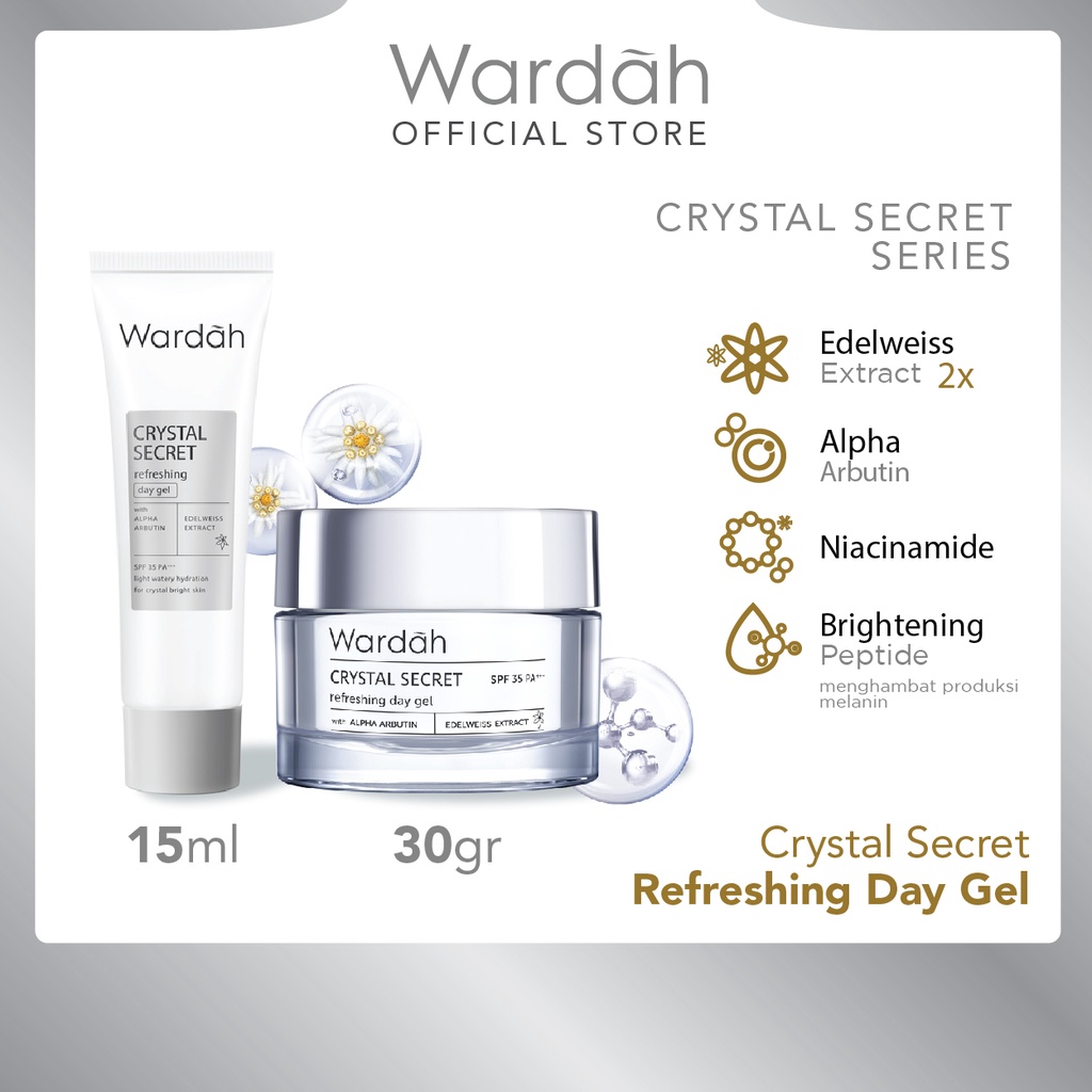 Wardah Crystal Secret Refreshing Day Gel SPF35 PA+++ 15ml *