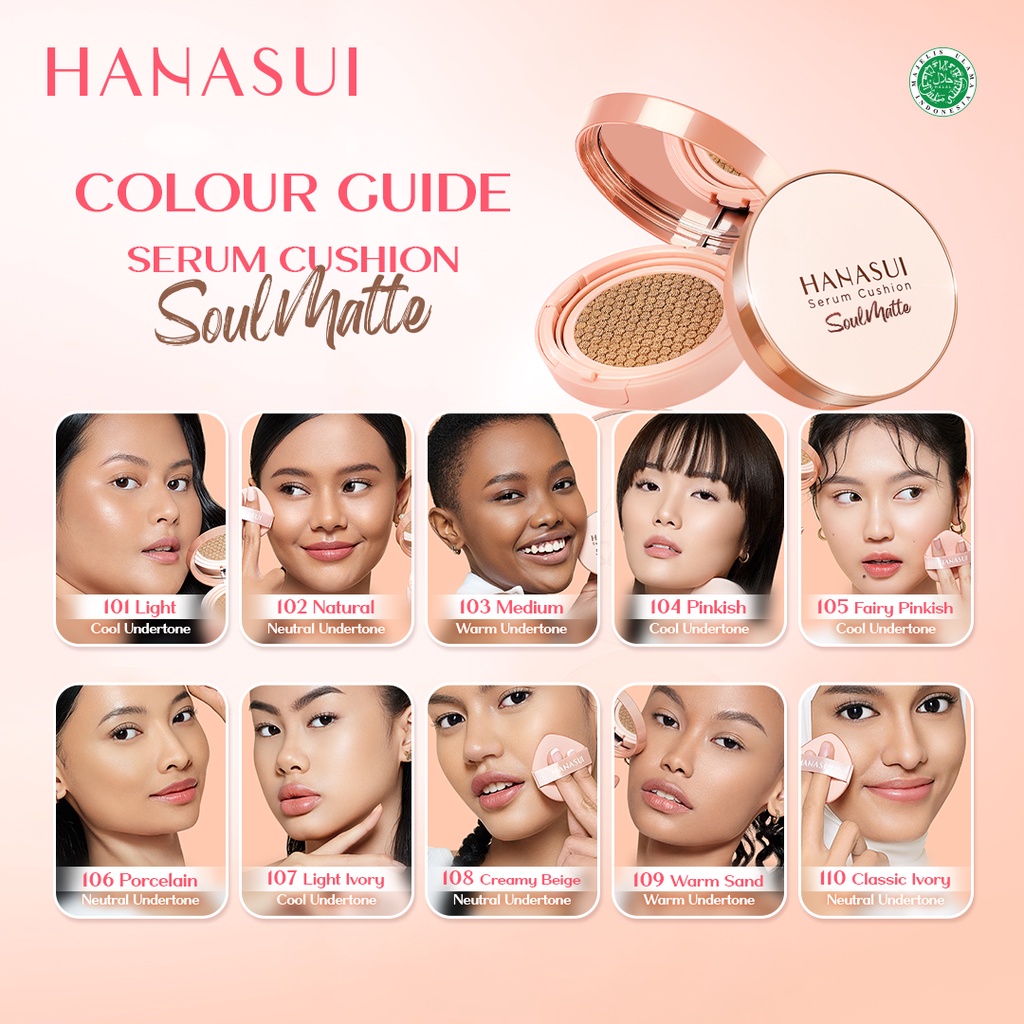 Hanasui Serum Cushion SoulMatte 15gr - 102 Natural