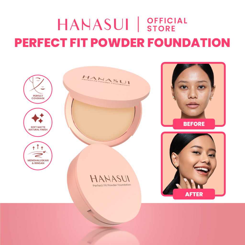 Hanasui Perfect Fit Powder Foundation 12.5gr (Compact) - 04 Porcelain