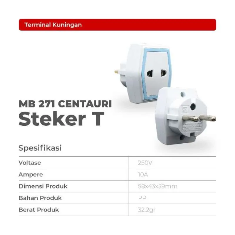 Mitsui MB271 Centauri Steker T Polos (Stop Kontak)