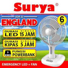 Surya Kipas Angin + Emergency LED - England SDR 22 6inch