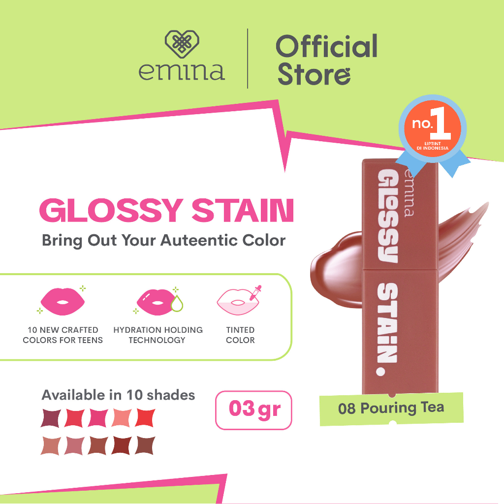 Emina Glossy Stain Liptint 3g - 08 Pouring Tea