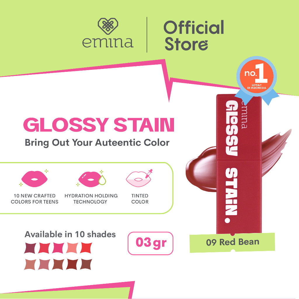 Emina Glossy Stain Liptint 3g - 09 Red Bean