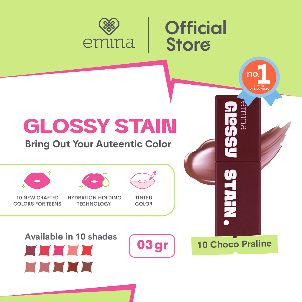 Emina Glossy Stain Liptint 3g - 10 Choco Praline Emina Glossy Stain Liptint 3g - 10 Choco Praline