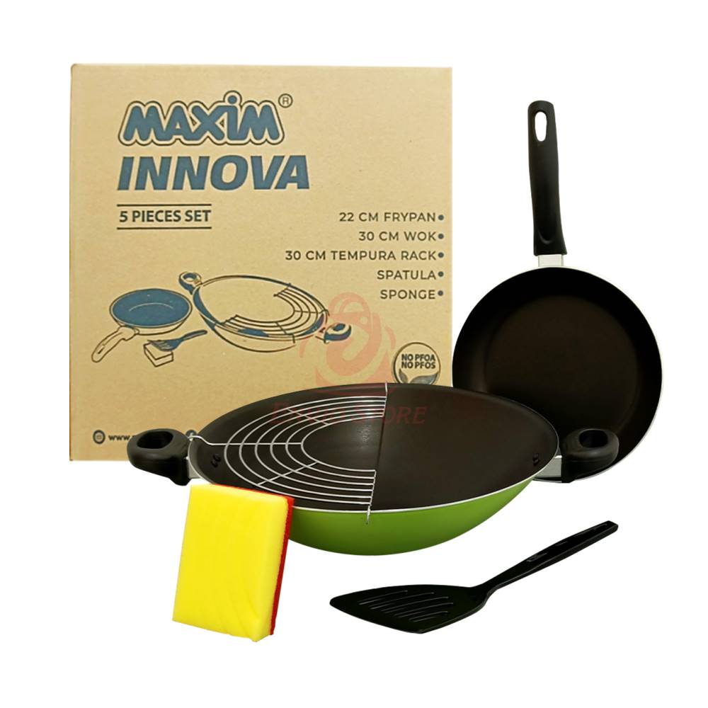 MASPION Maxim Innova 5pcs Set - Wajan Frypan Wok Cookware Set MASPION Maxim Innova 5pcs Set - Wajan Frypan Wok Cookware Set