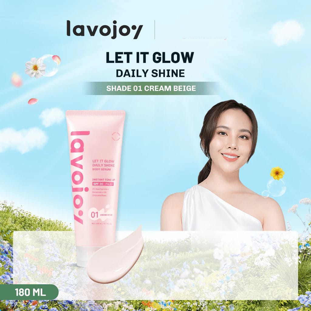 Lavojoy Let It Glow Daily Shine Body Serum Instant Tone Up SPF 20 PA++ Delicate Rose 180ml - 01 Cream Beige