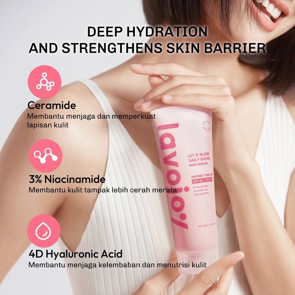 Lavojoy Let It Glow Daily Shine Body Serum Instant Tone Up SPF 20 PA++ Delicate Rose 180ml - 01 Cream Beige