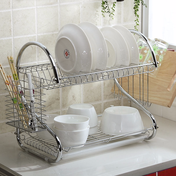 Rak Piring Stainless 2 Susun (Rak Dapur Tingkat)