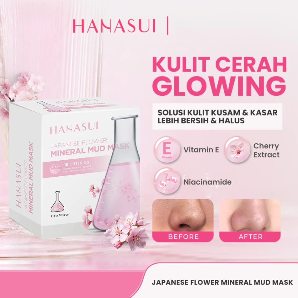 (PAKET ISI 10) Hanasui Mineral Mud Mask Japanese Flower 7gr (Pink)
