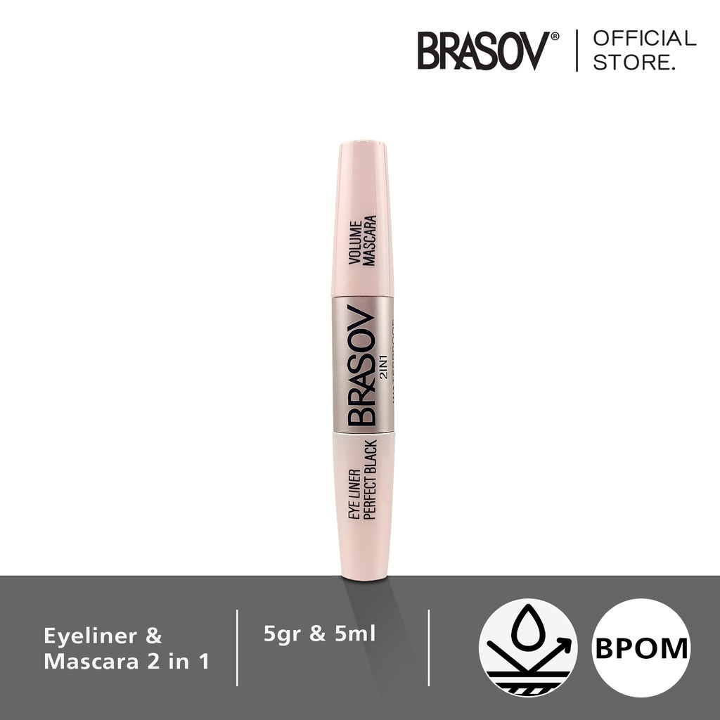 Brasov 2in1 Volume Mascara & Eyeliner Perfect Black Waterproof