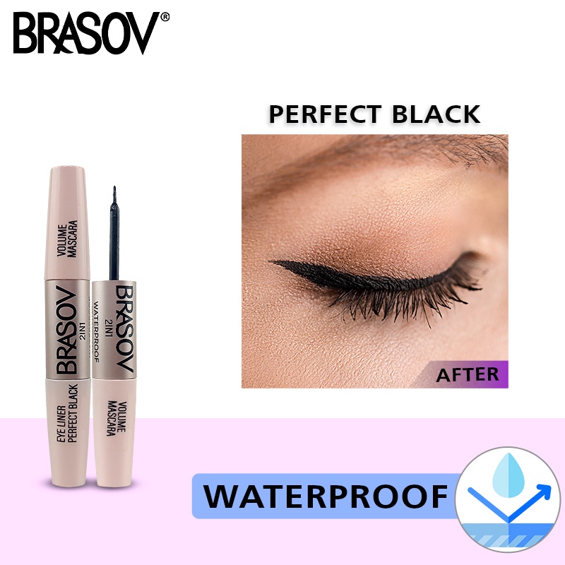 Brasov 2in1 Volume Mascara & Eyeliner Perfect Black Waterproof