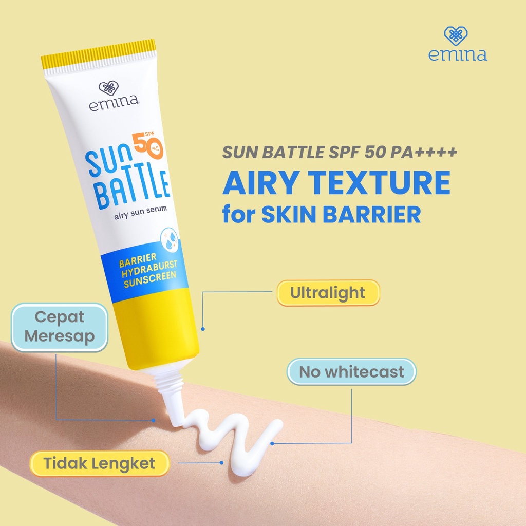 Emina Sun Battle Airy Sun Serum SPF50 PA++++ - Barrier Hydraburst Sunscreen 30ml