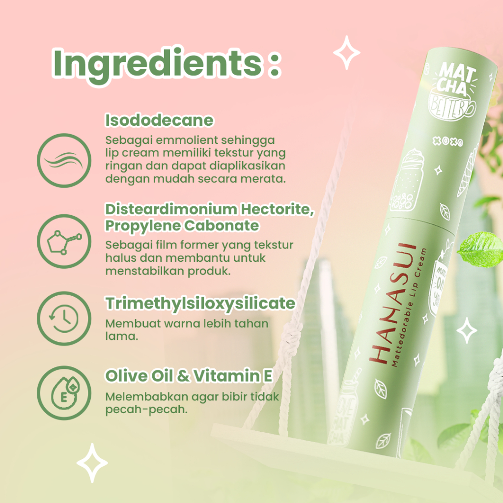 Hanasui Mattedorable Lip Cream MATCHA LATTE Edition - 06 Matchachoco