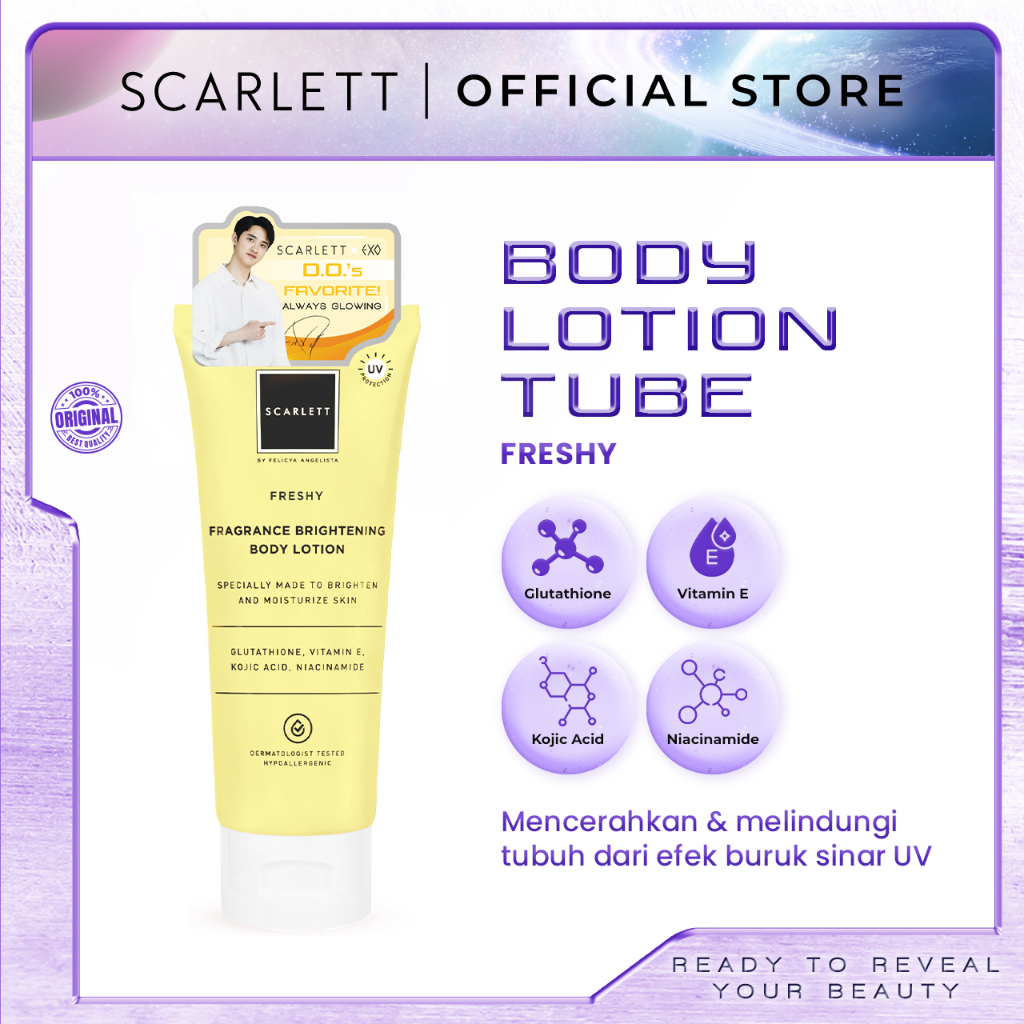 SCARLETT Fragrance Brightening Body Lotion Freshy 180ml (Tube)