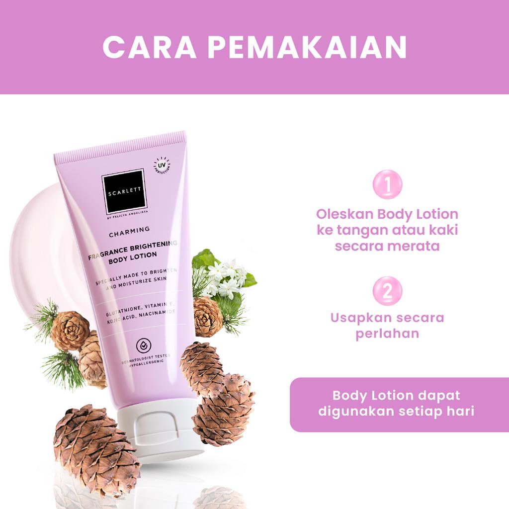 SCARLETT Fragrance Brightening Body Lotion Charming 180ml (Tube)